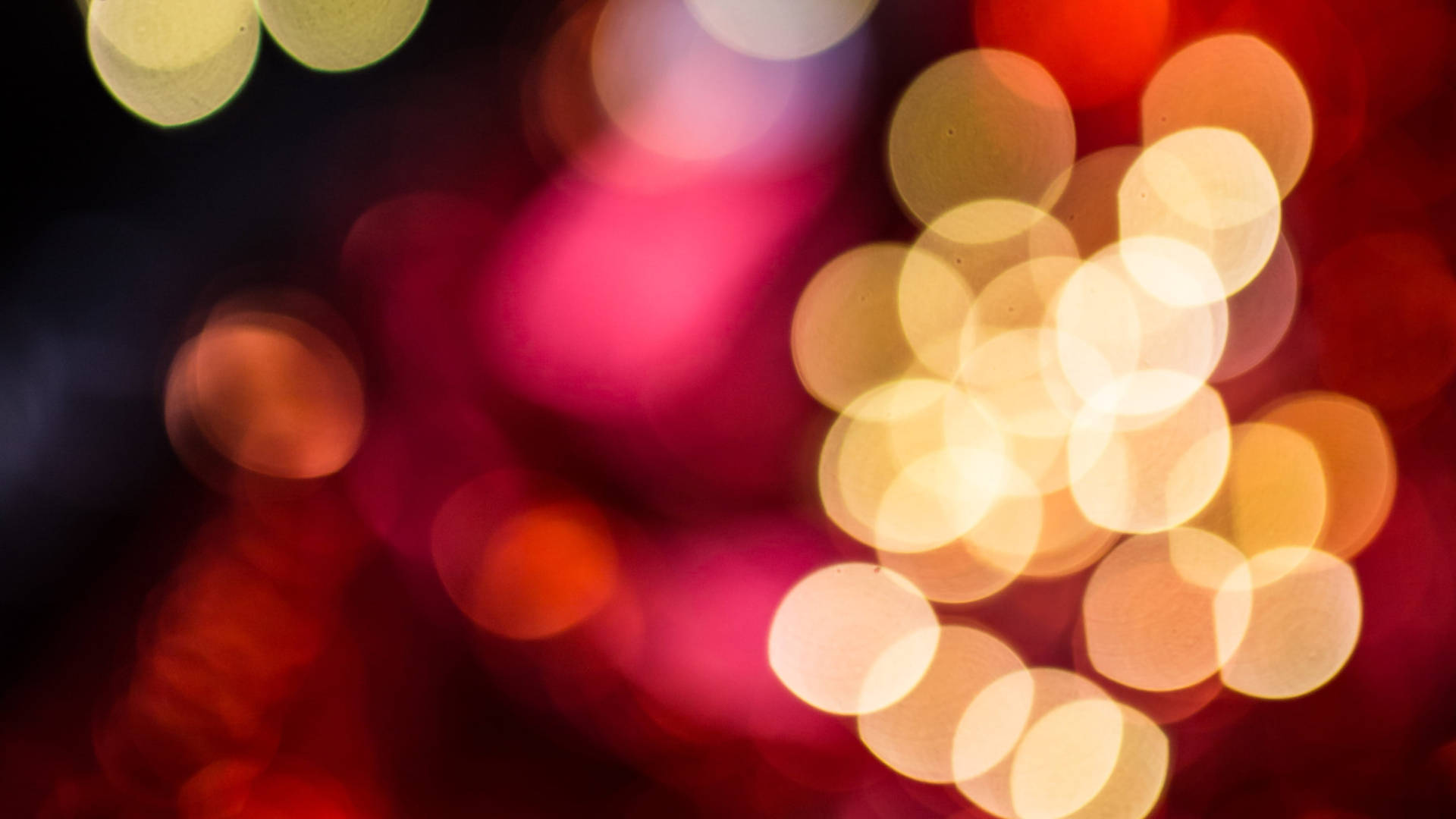 Red Yellow Holographic Christmas Bokeh Background