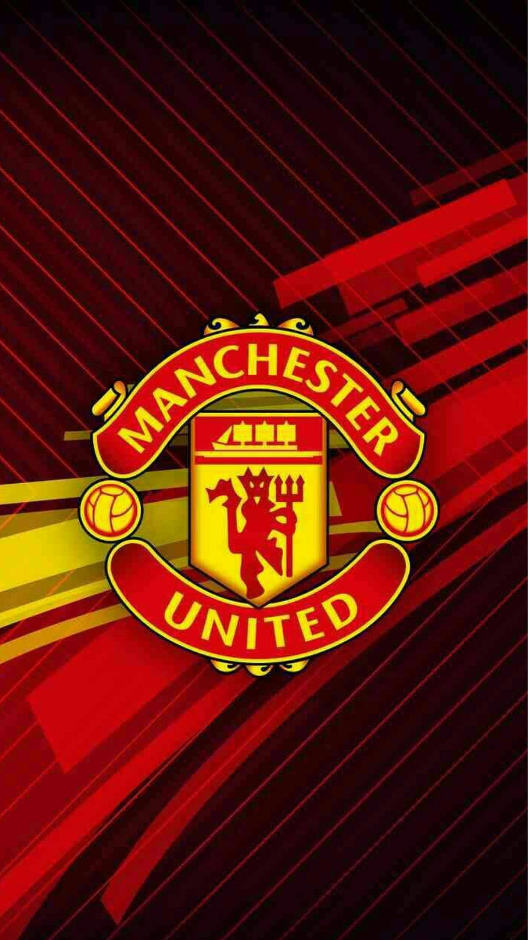 Red Yellow Line On Manchester United Mobile Background