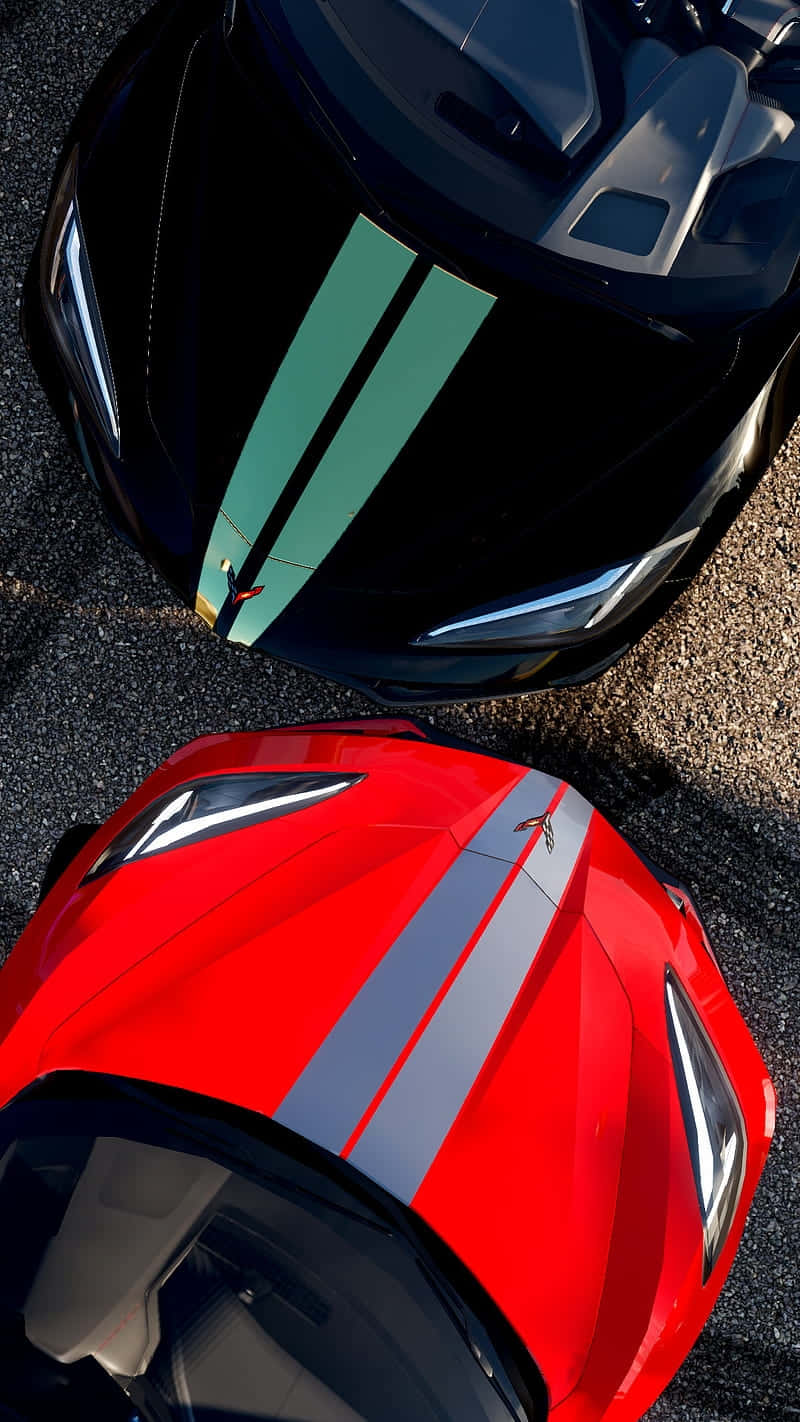 Redand Black Corvette C8 Hoods Background