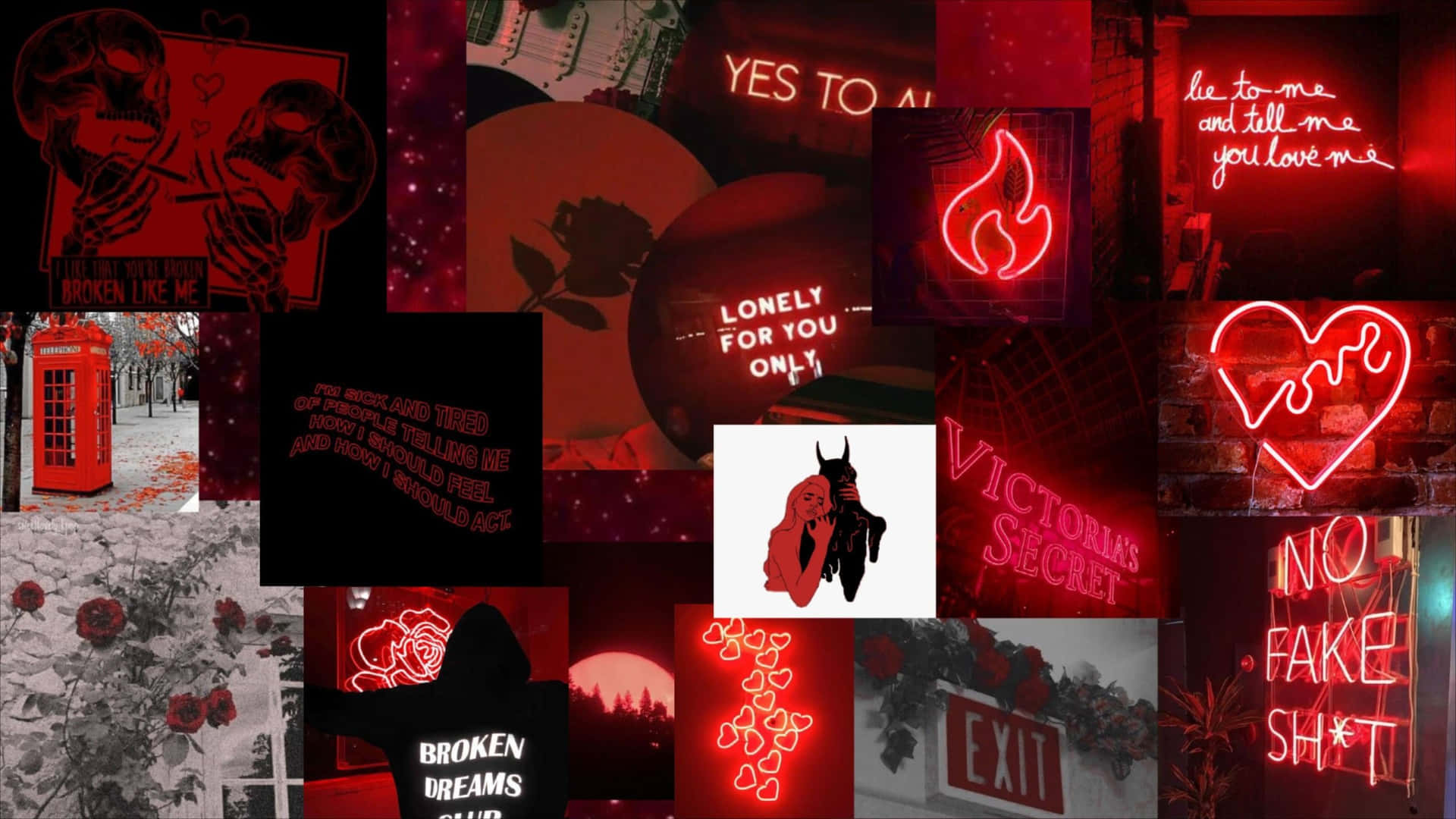 Redand Black Tired Aesthetic Collage Background