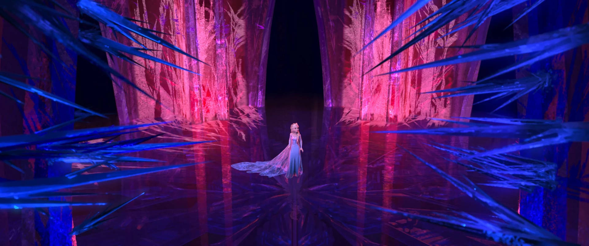 Reddish Blue Frozen Castle Background