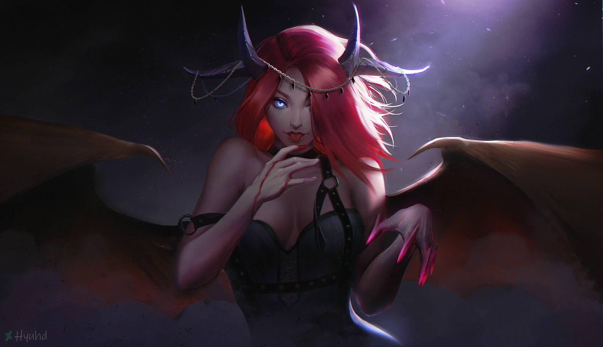 Redhead Succubus With Bloody Fingers