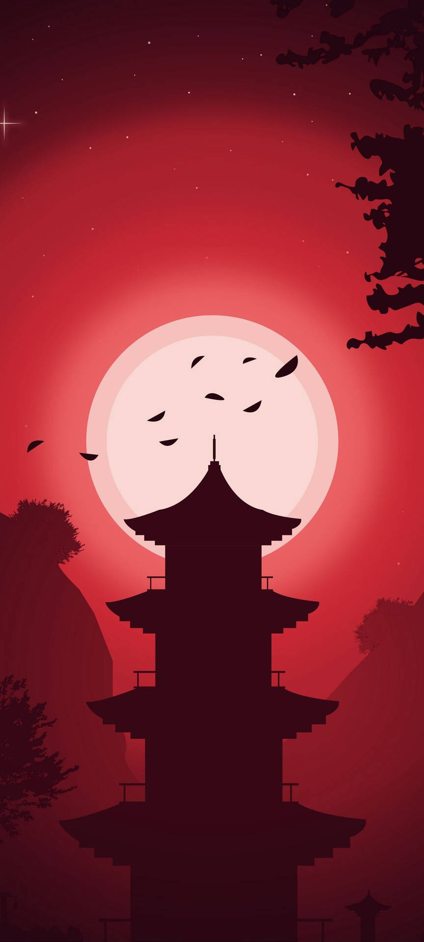 Redmi Note 10 Pagoda Silhouette Background