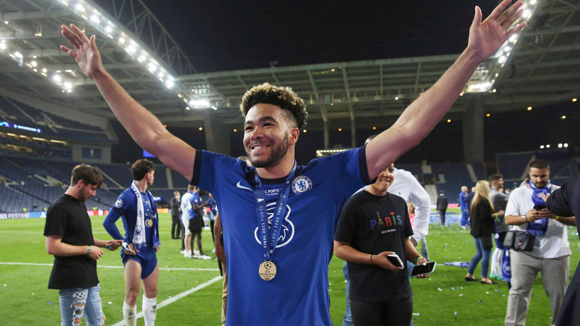 Reece James Arms Raised Celebration Background