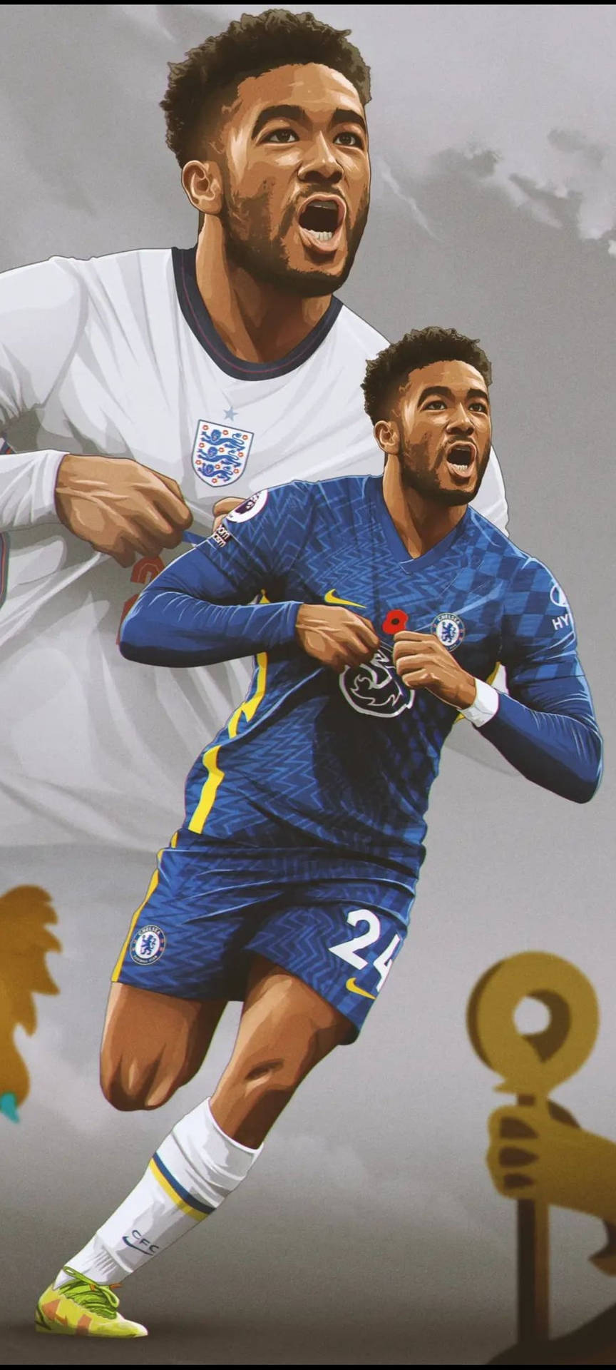 Reece James In Action On The Football Field Background