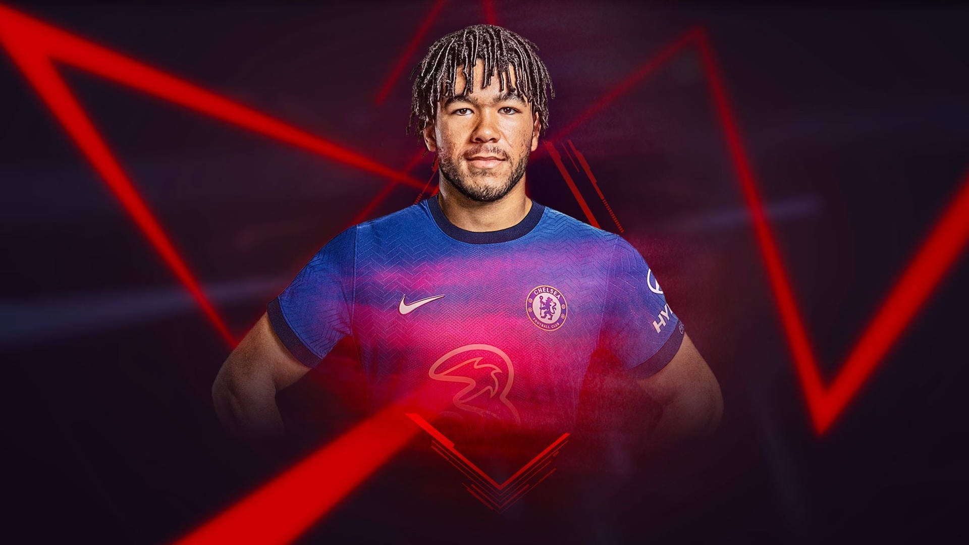 Reece James Red Zigzag Lines Background