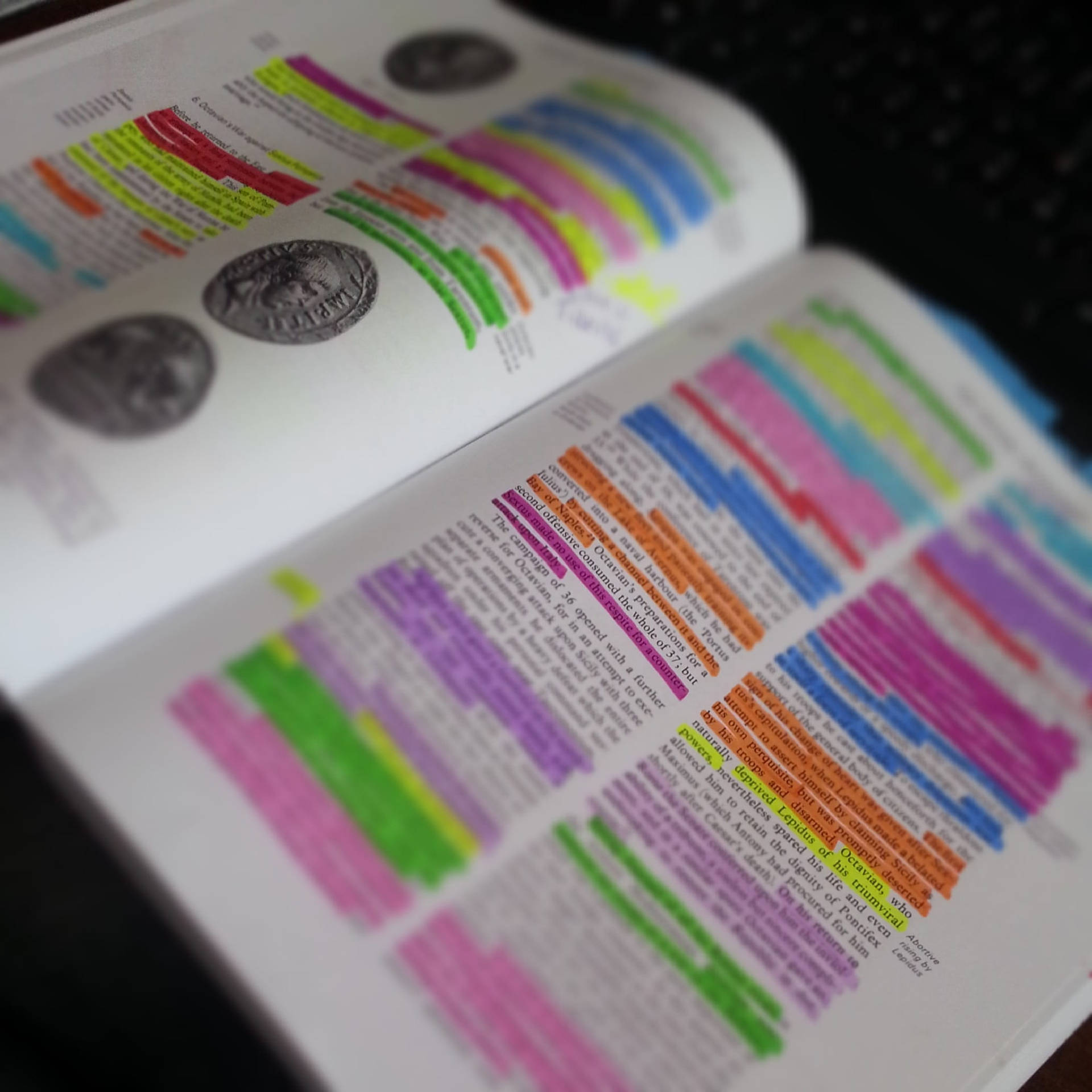 Reference Book With Various Highlighted Texts