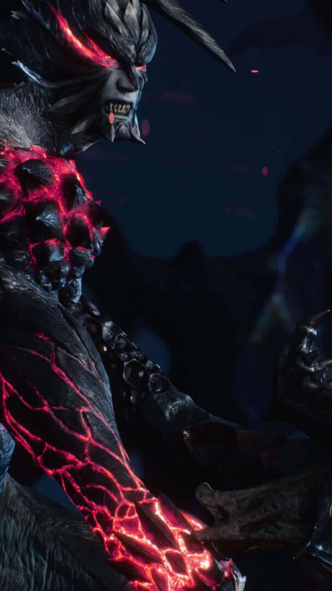 Reflection Of Demonic Detail On Smartphone Background
