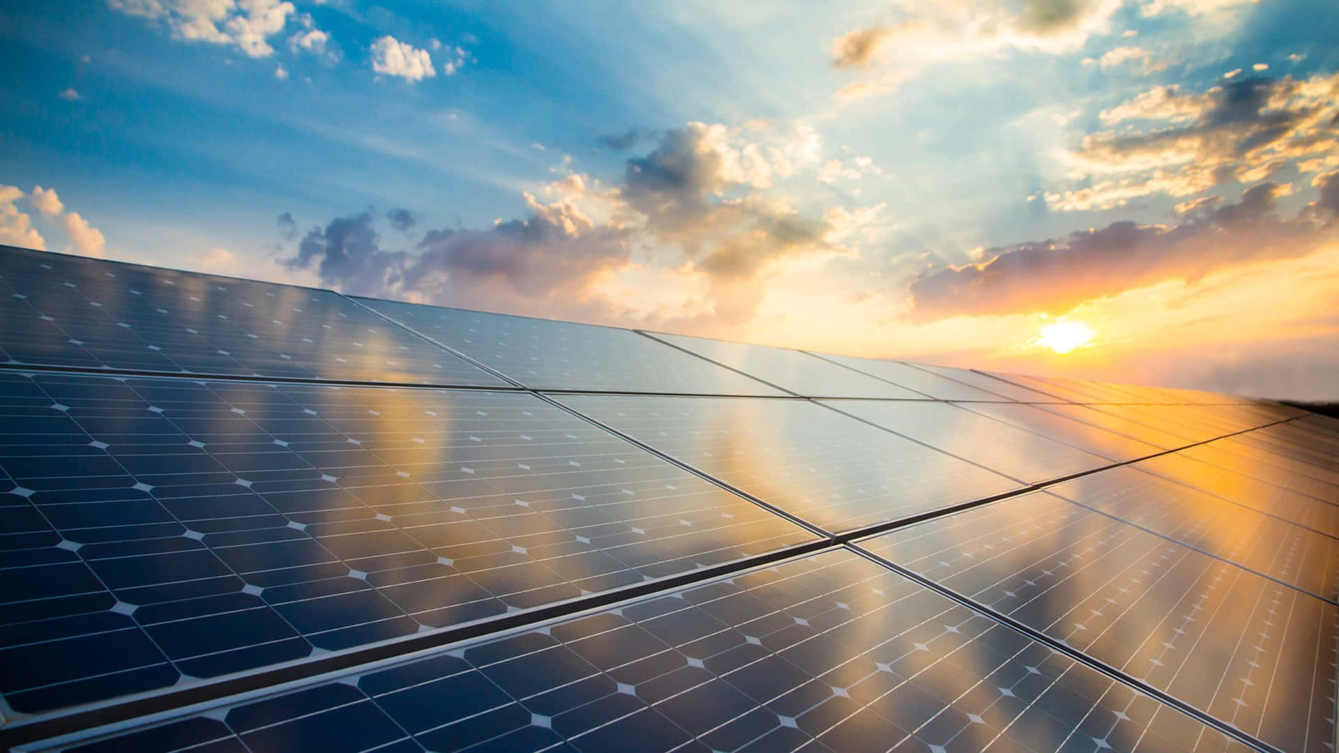 Reflections Of Clouds On Solar Panels Background