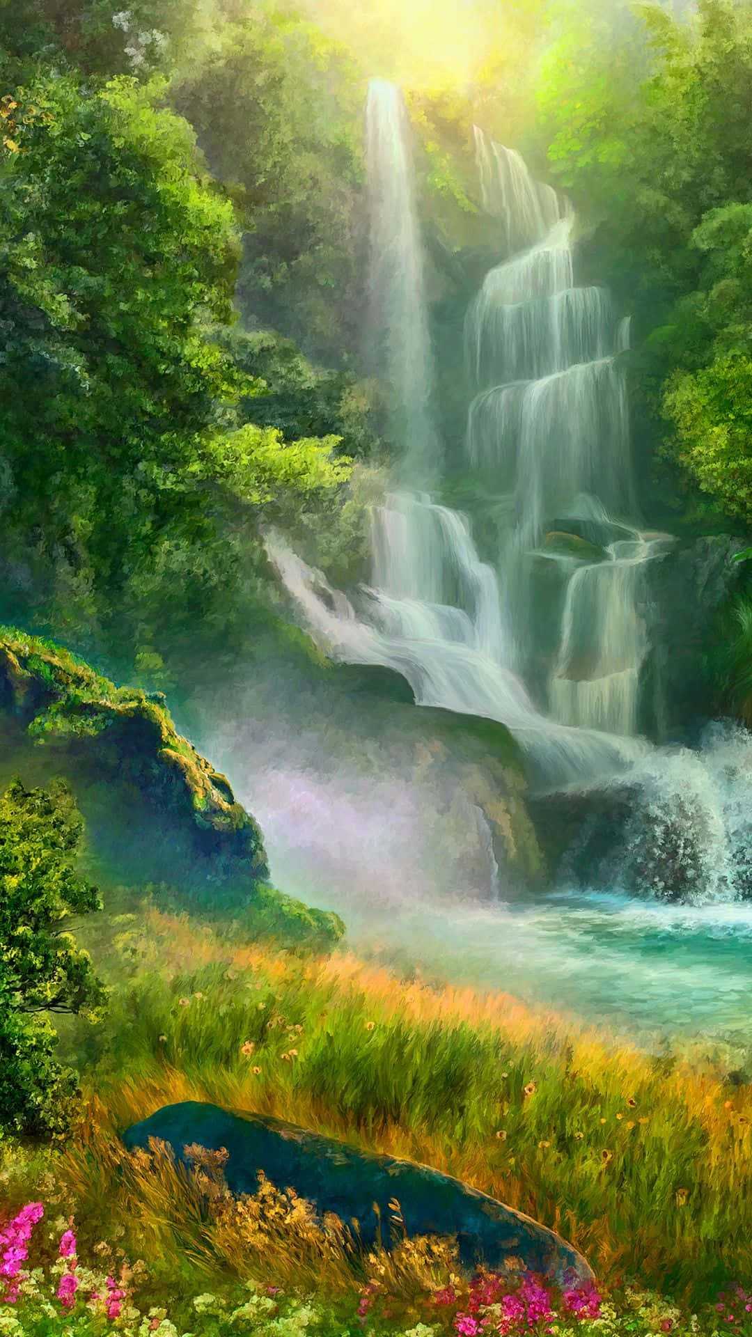 Refresh Your Senses With A Calming View Of An Iphone Waterfall. Background