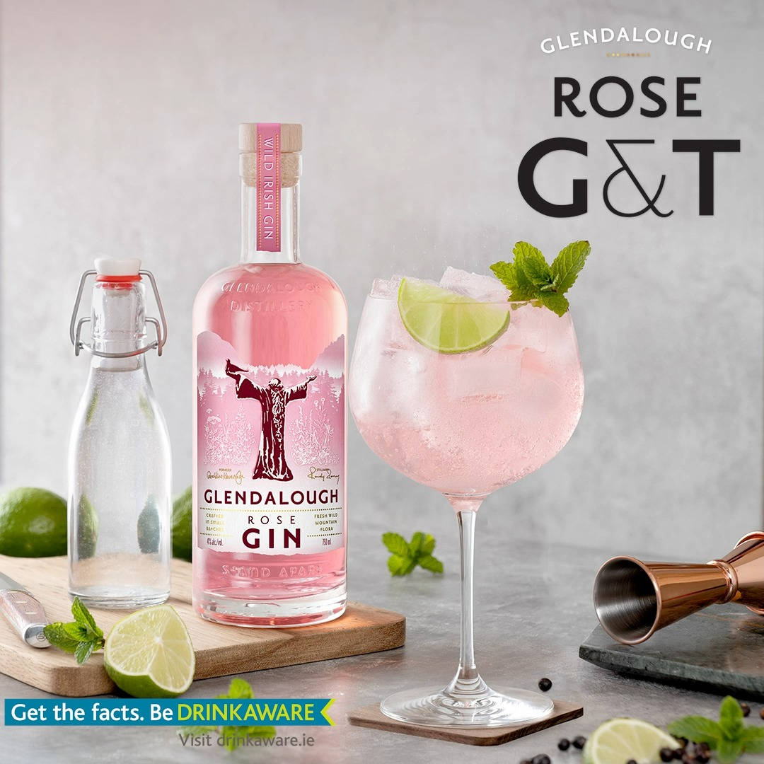 Refreshing Botanical Gin Cocktail With Glendalough Rose Gin Background