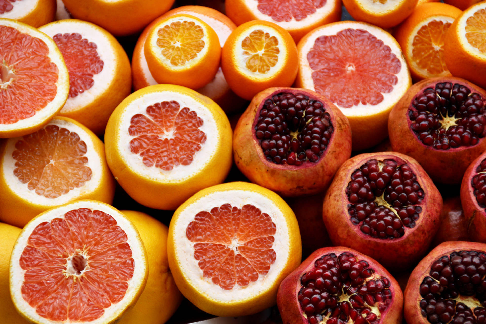 Refreshing Citrus And Pomegranate Fruits Boosting Health Background
