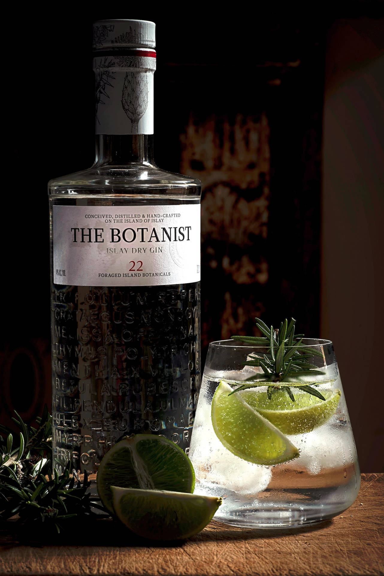 Refreshing Gin & Tonic Mix With The Botanist Islay Dry Gin Background