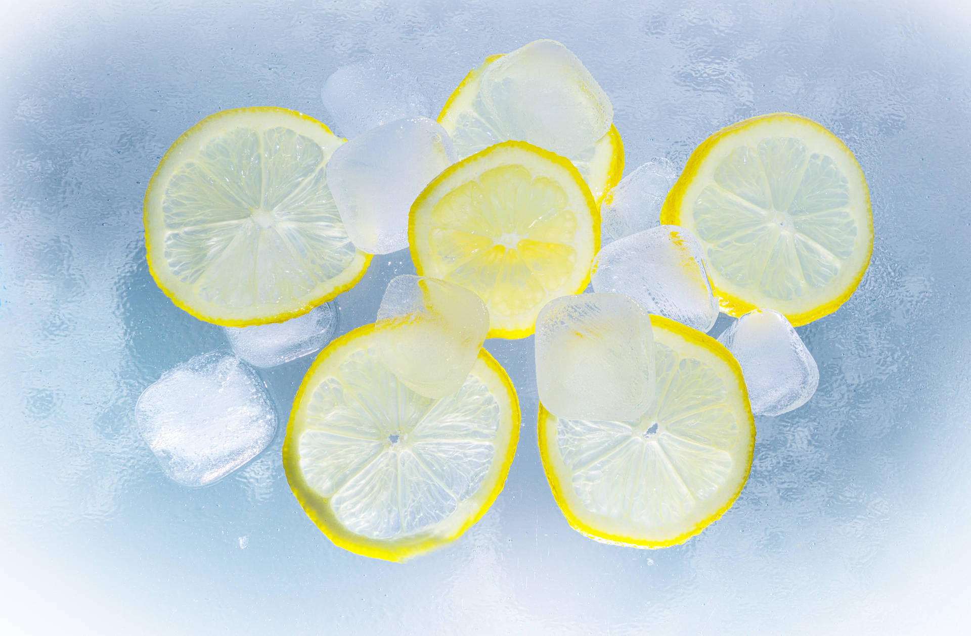 Refreshing Lemon And Ice Cubes Background