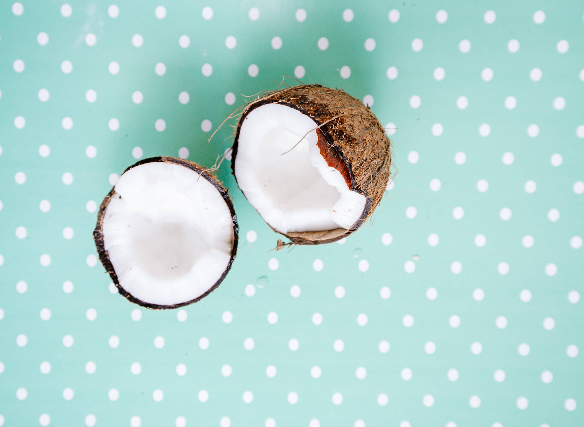 Refreshing Tropical Delight, A Closeup View Of White Meaty Coconut Background