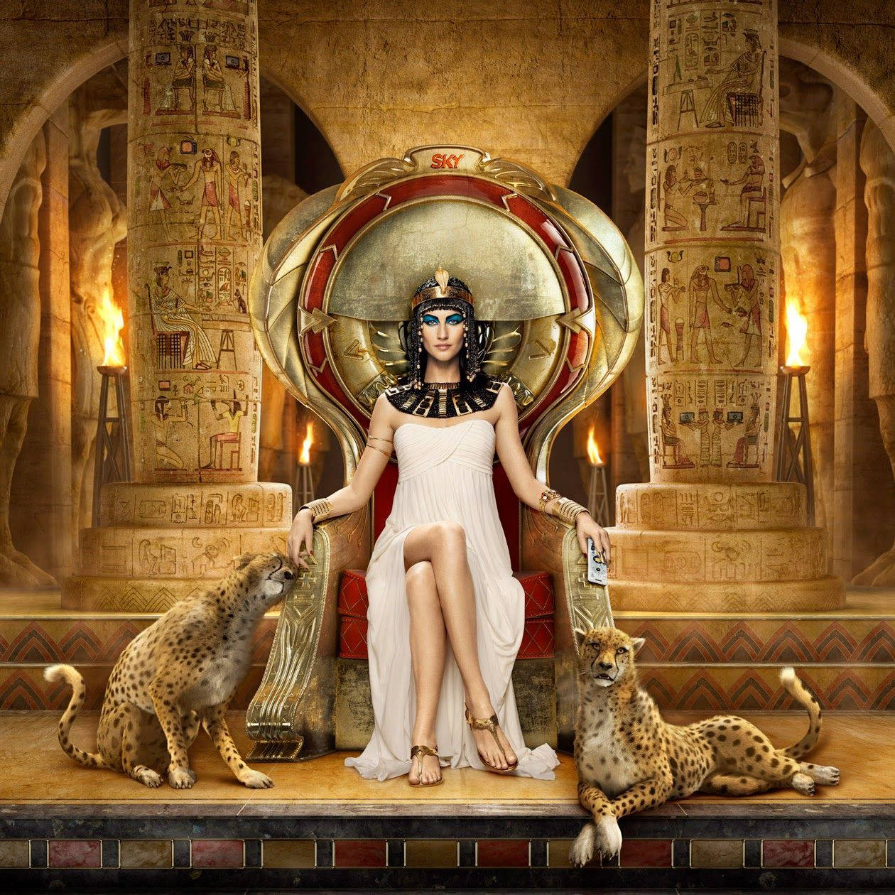 Regal Cleopatra On Her Throne Background