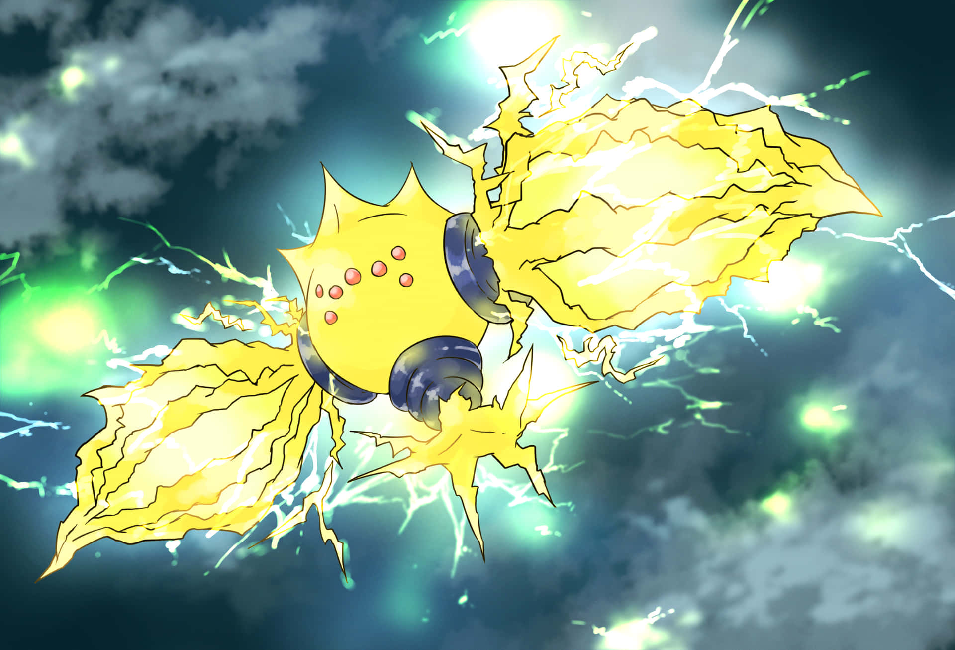 Regieleki Emitting Electricity In Sky Background