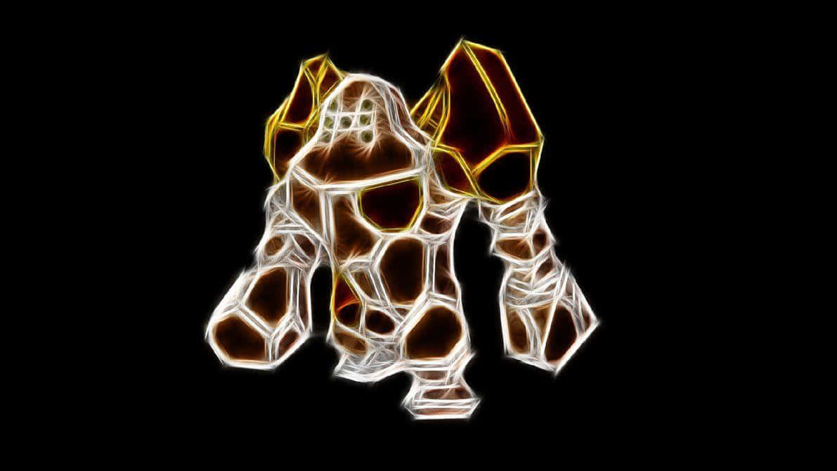 Regirock Made Of Neon Lights Background