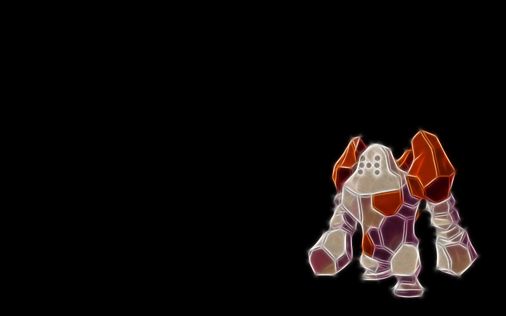 Regirock Made Of Neon Lights With Black Backdrop