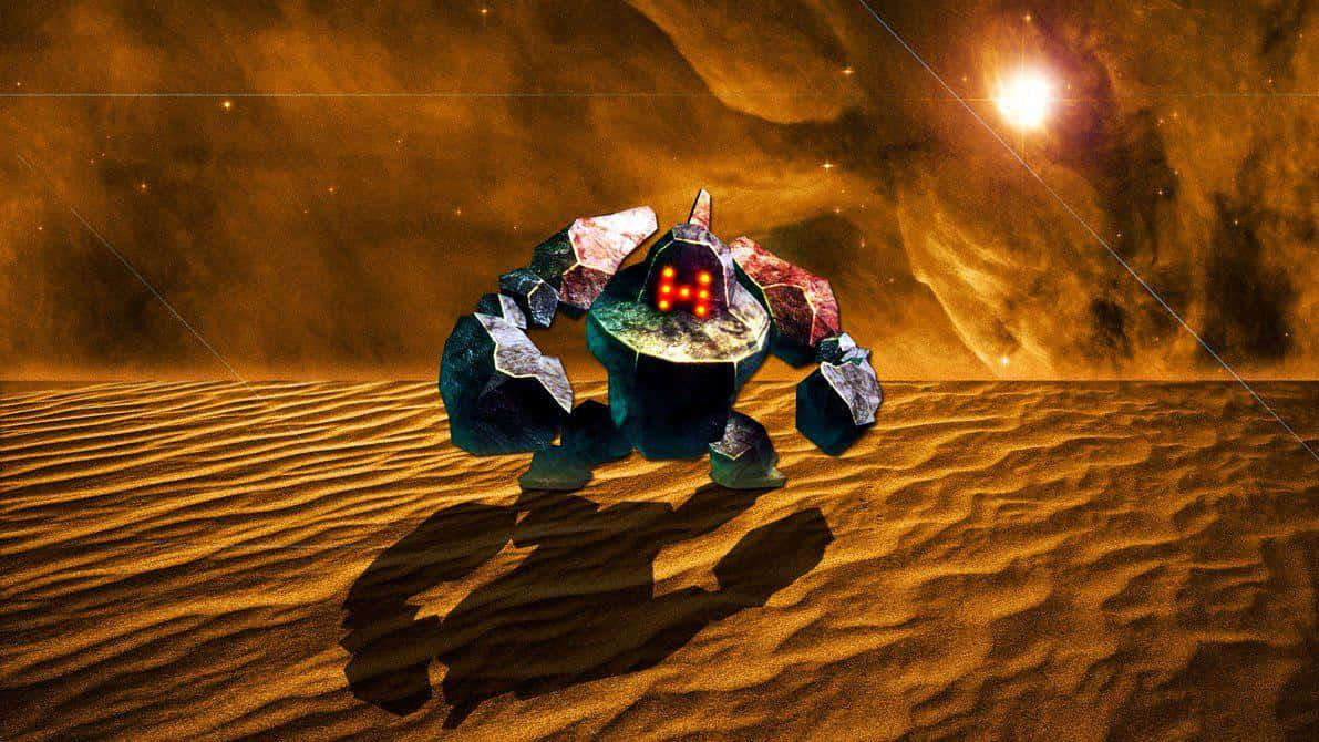 Regirock Wandering The Desert With Red Eyes