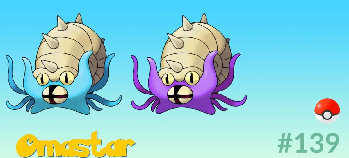 Regular And Shiny Omastar Background