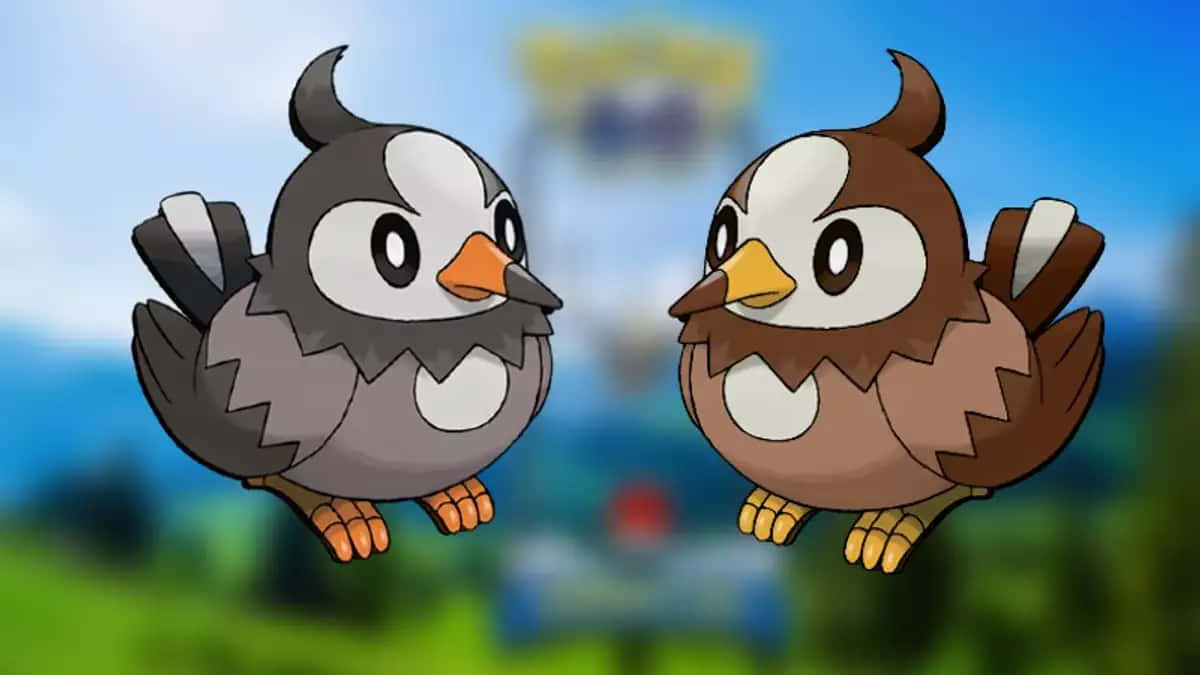 Regular And Shiny Starly Background