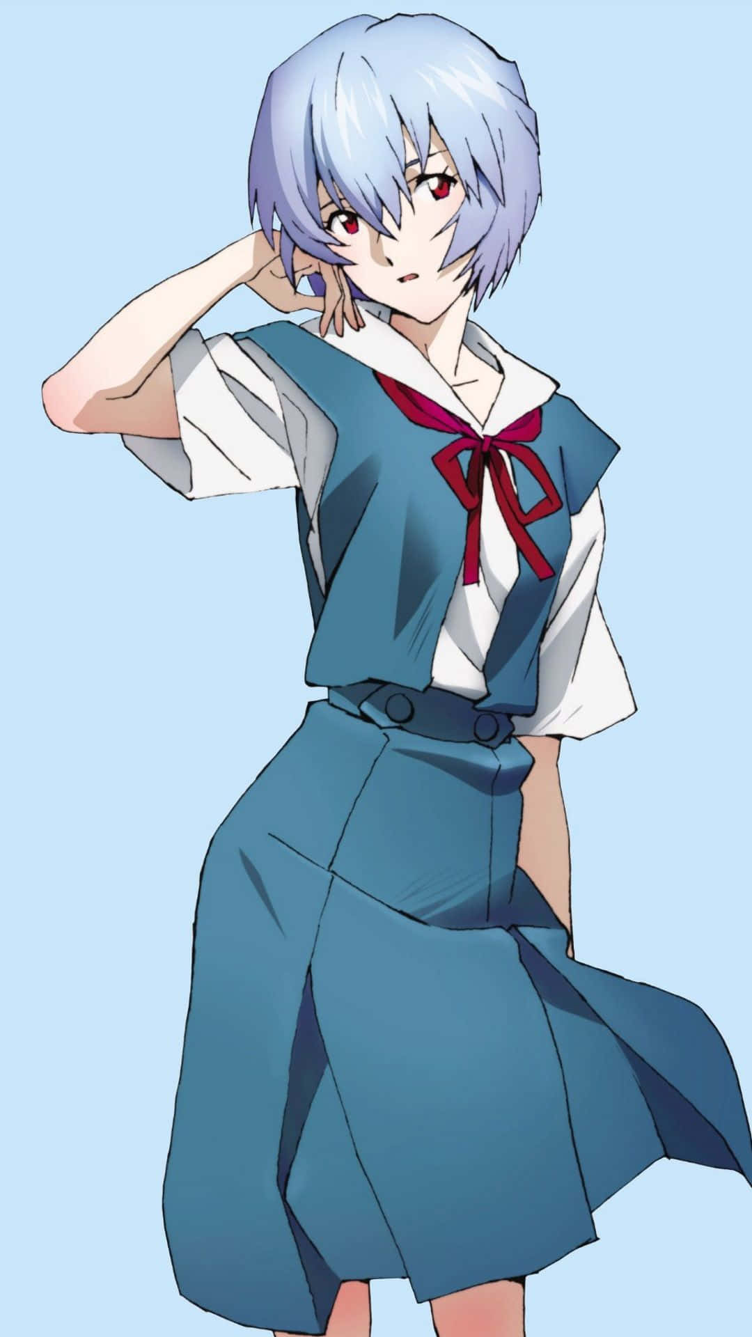 Rei Ayanami In A Contemplative Pose Background