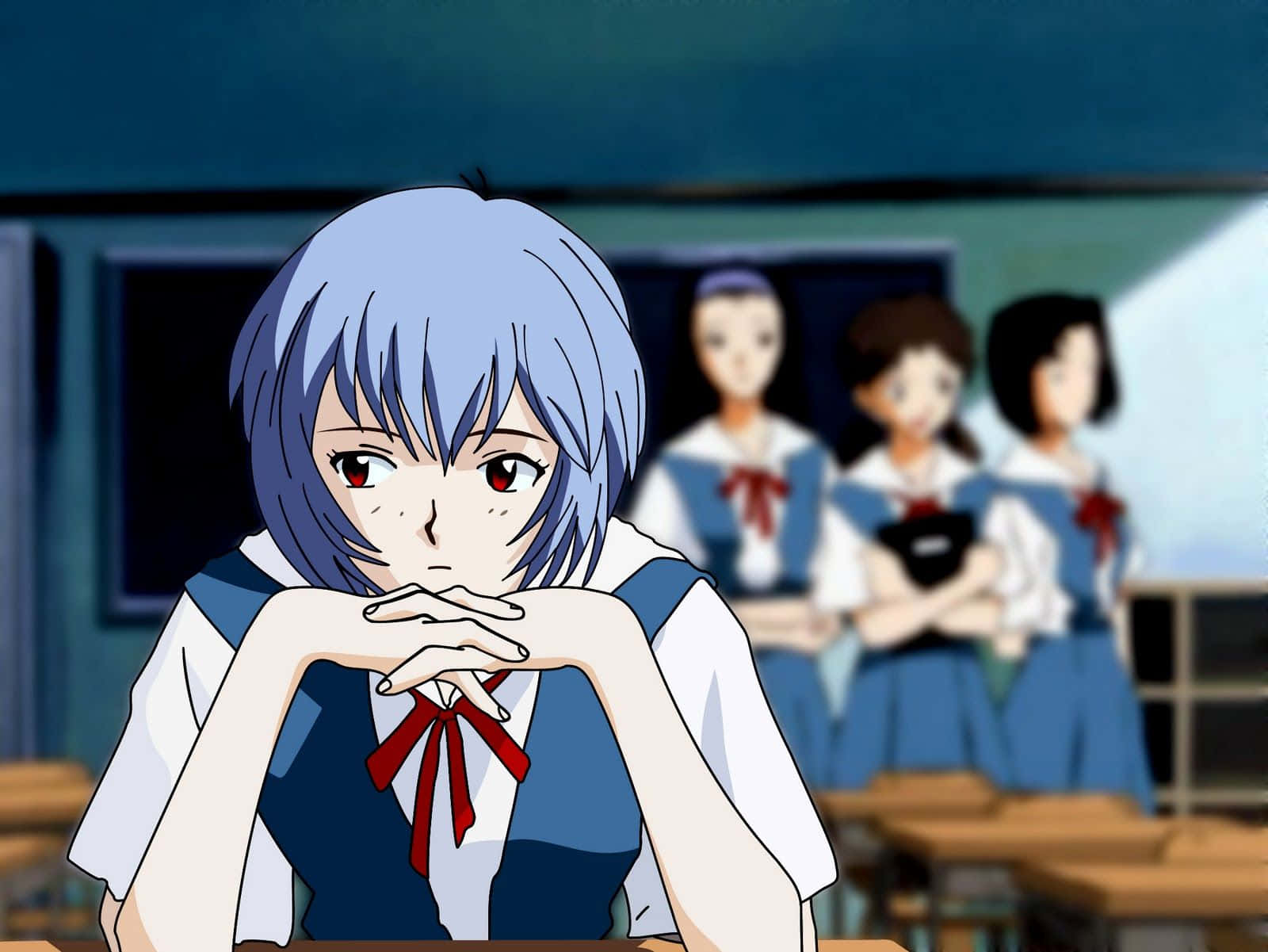 Rei Ayanami Intense Stare Background