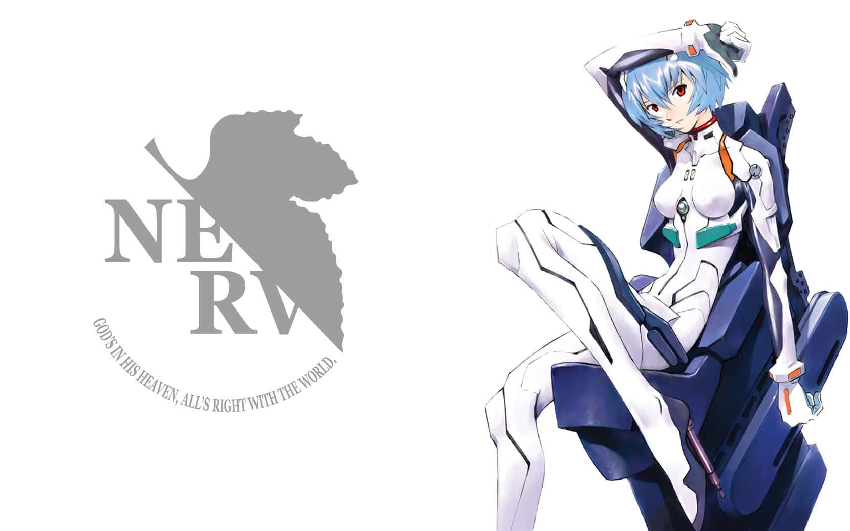 Rei Ayanami With A Thoughtful Gaze In Front Of Nerv Background Background