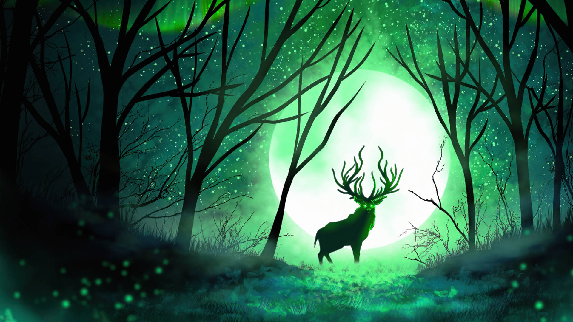 Reindeer In Enchanting Forest Background