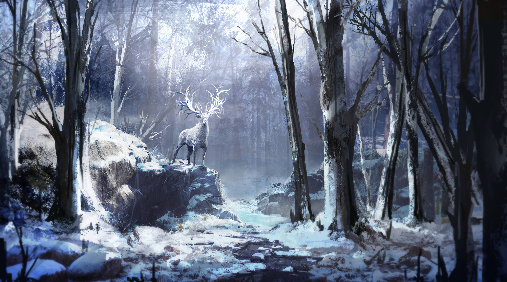 Reindeer In The Forest Background