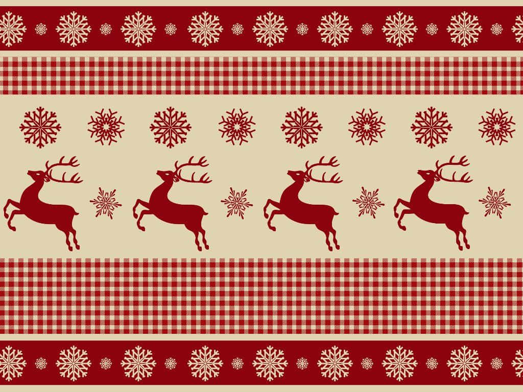 Reindeer Pattern Christmas Fabric Design Background