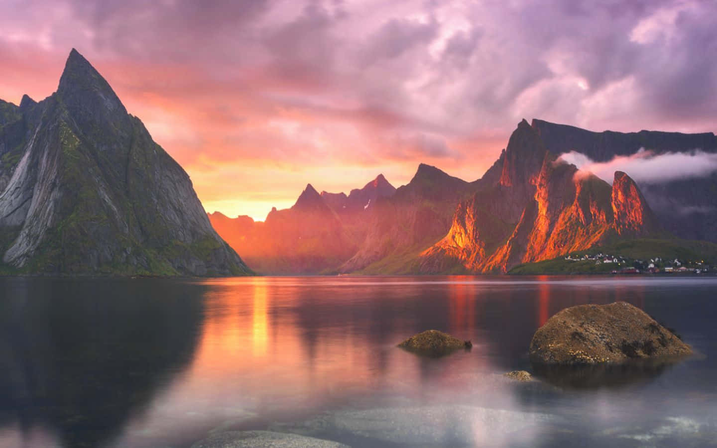 Reine Village Dark Mountains Macbook Default Background