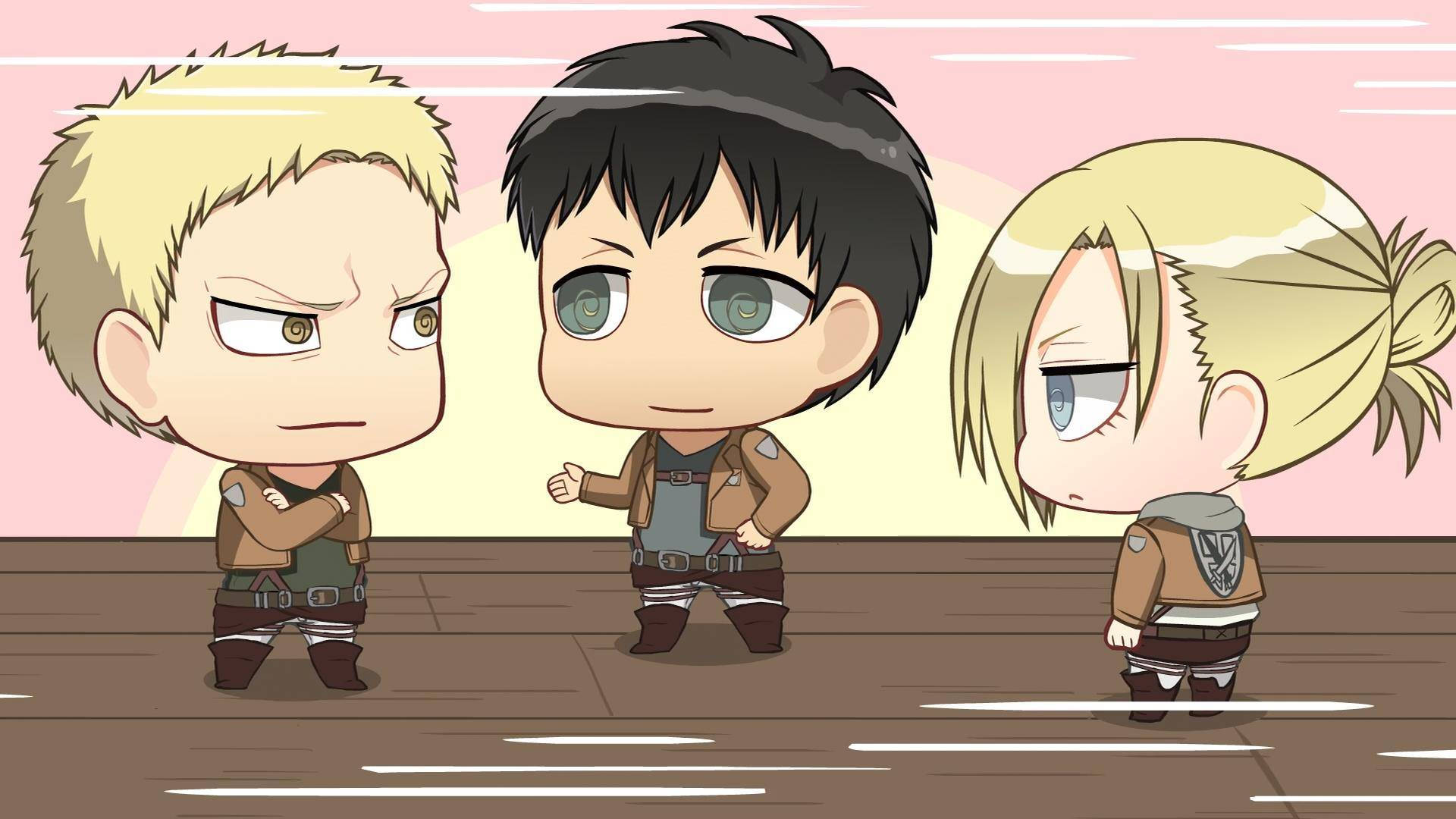 Reiner And Marley Warriors Cute Cartoon Background