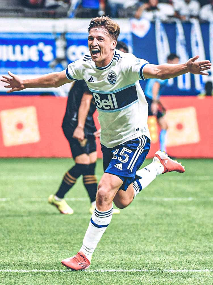 Rejoicing Vancouver Whitecaps Fc Ryan Gauld At Bc Place Background