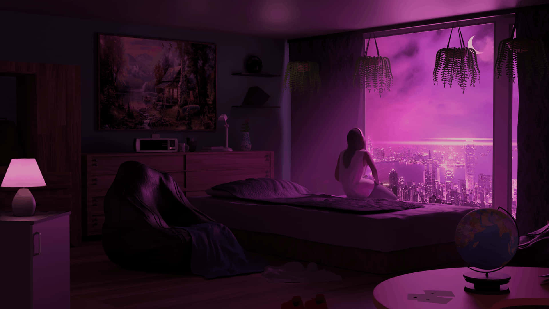 Relax And Work In The Comfort Of Your Home With A Modern Lo-fi Room Decor Background