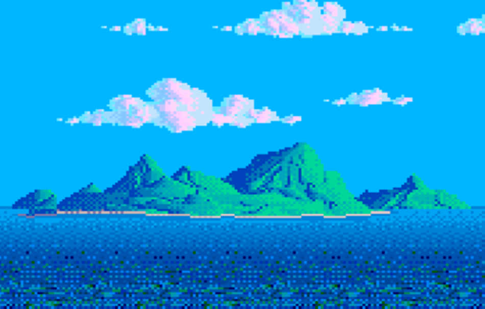 Relax On Pixel Beach Background