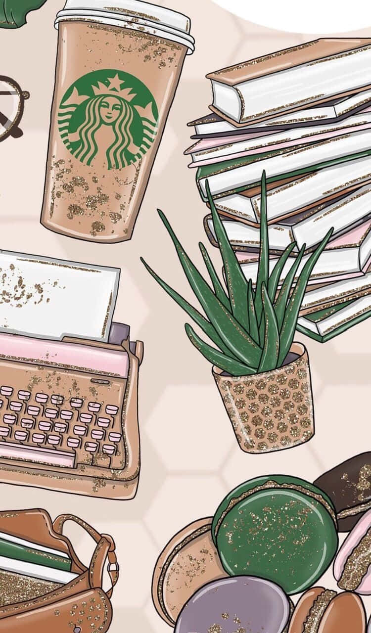 Relax With A Drink At Aesthetic Starbucks Background