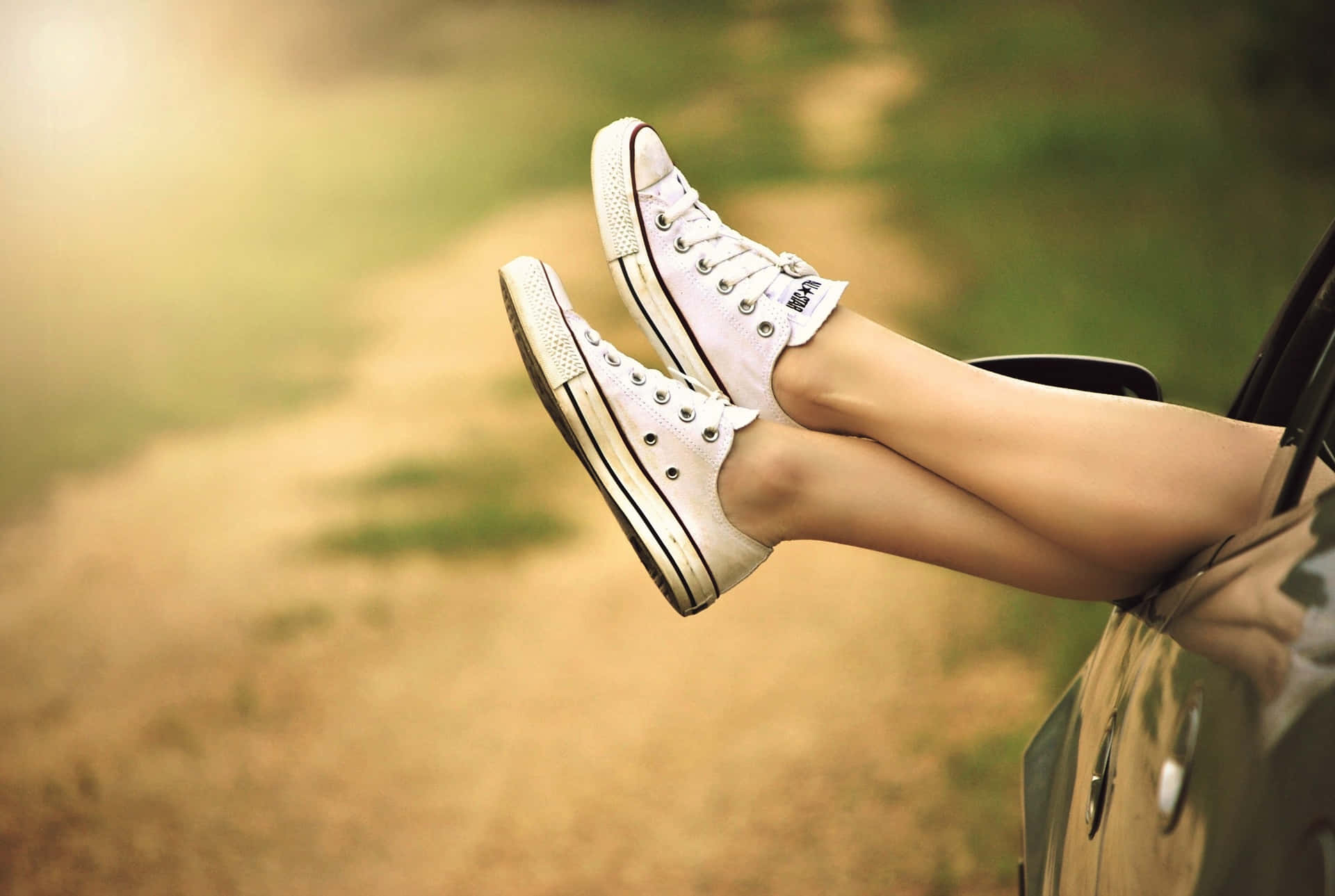 Relaxed Legs Hanging Out Car Window