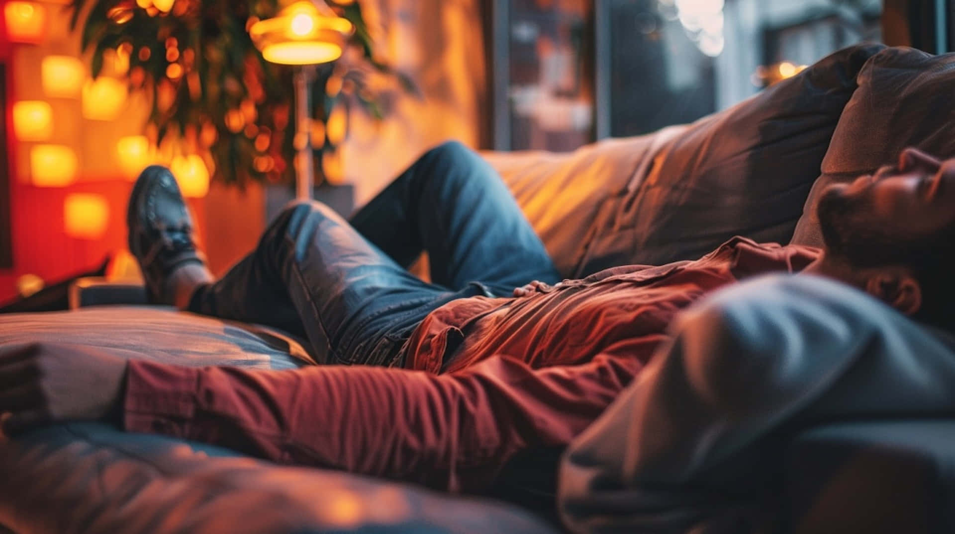 Relaxed Man Loungingon Couch Background