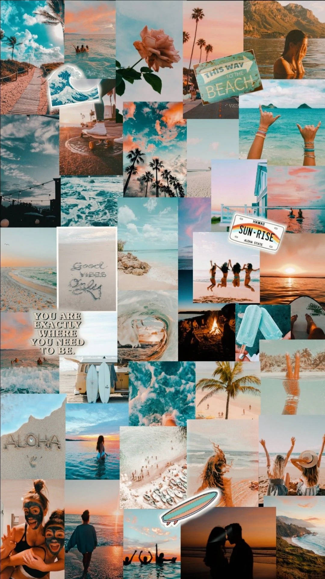 Relaxing Beach Summer Collage Background