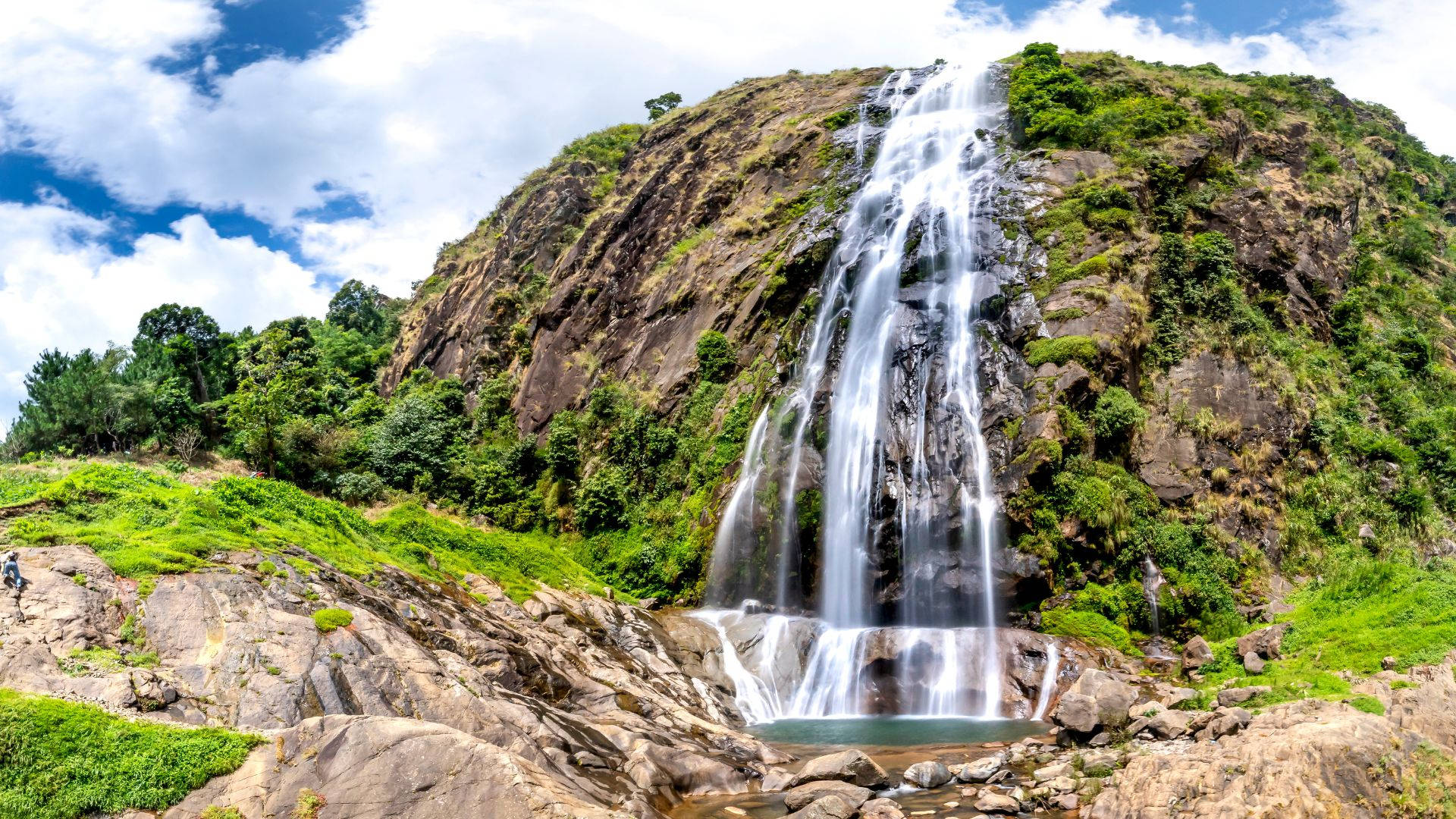 Relaxing Giant Waterfalls Slope Background