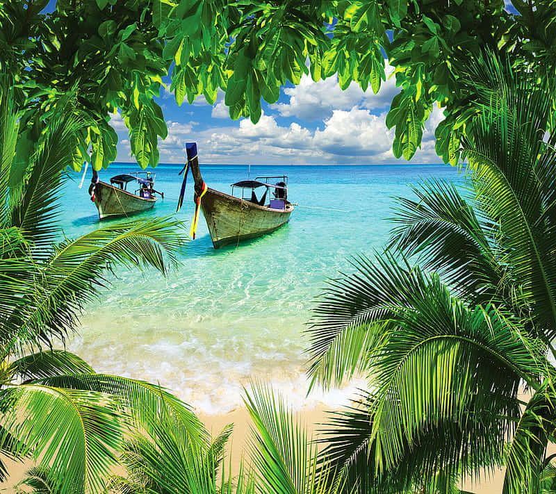Relaxing On A Balmy Summer Day At The Retro Beach Background