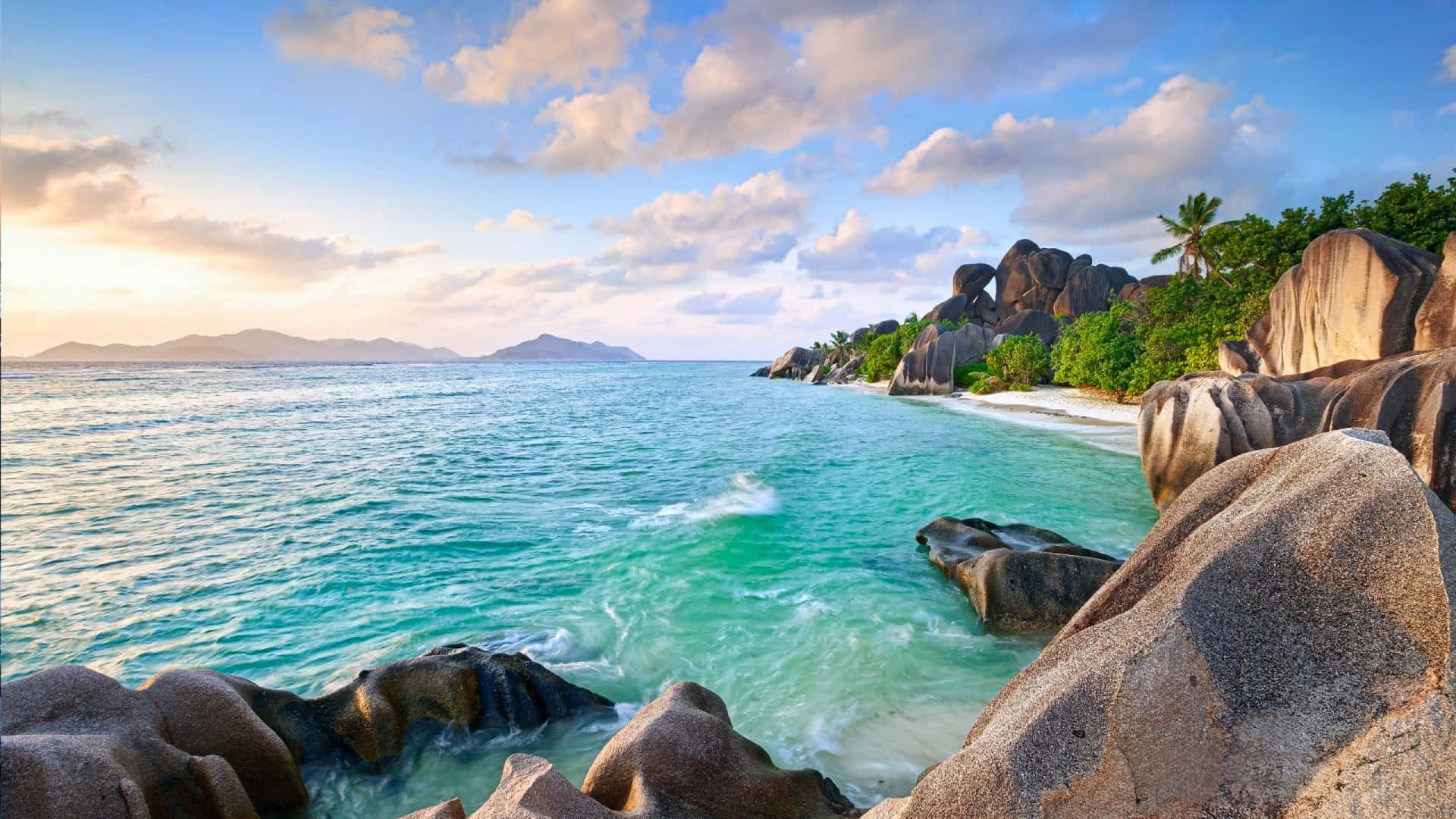 Relaxing On The White Sand Beach Background