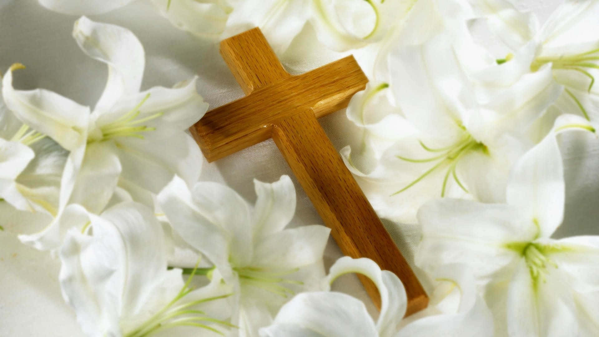 Religious Beautiful Cross With Lilly Flowers