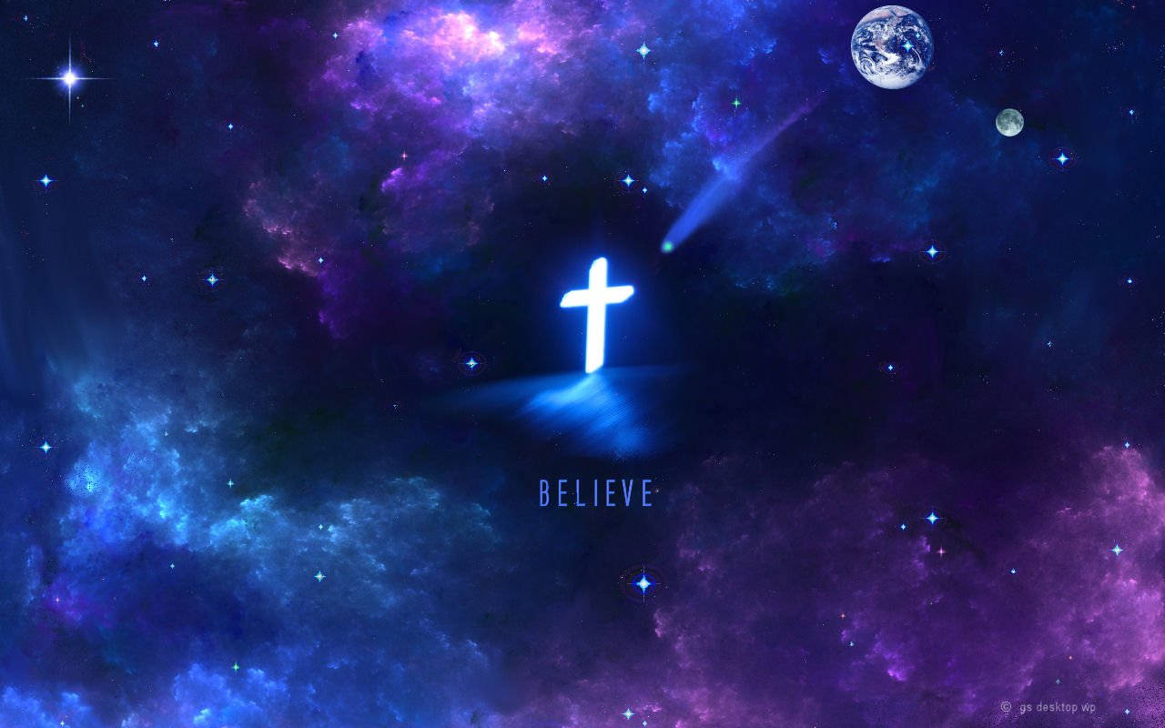 Religious Cross Galaxy Background