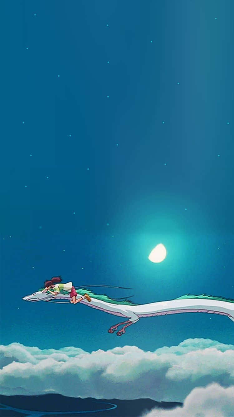 Relive The Magical Experience Of The Movie Spirited Away With This Haku Phone Wallpaper Background