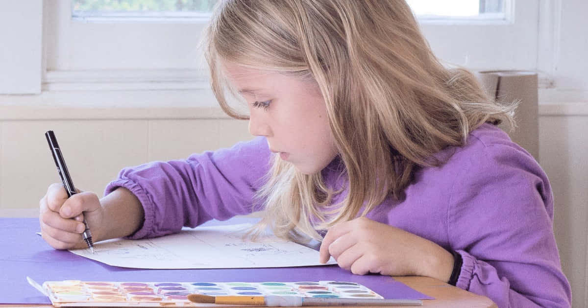 Reluctant Girl Answering Homework