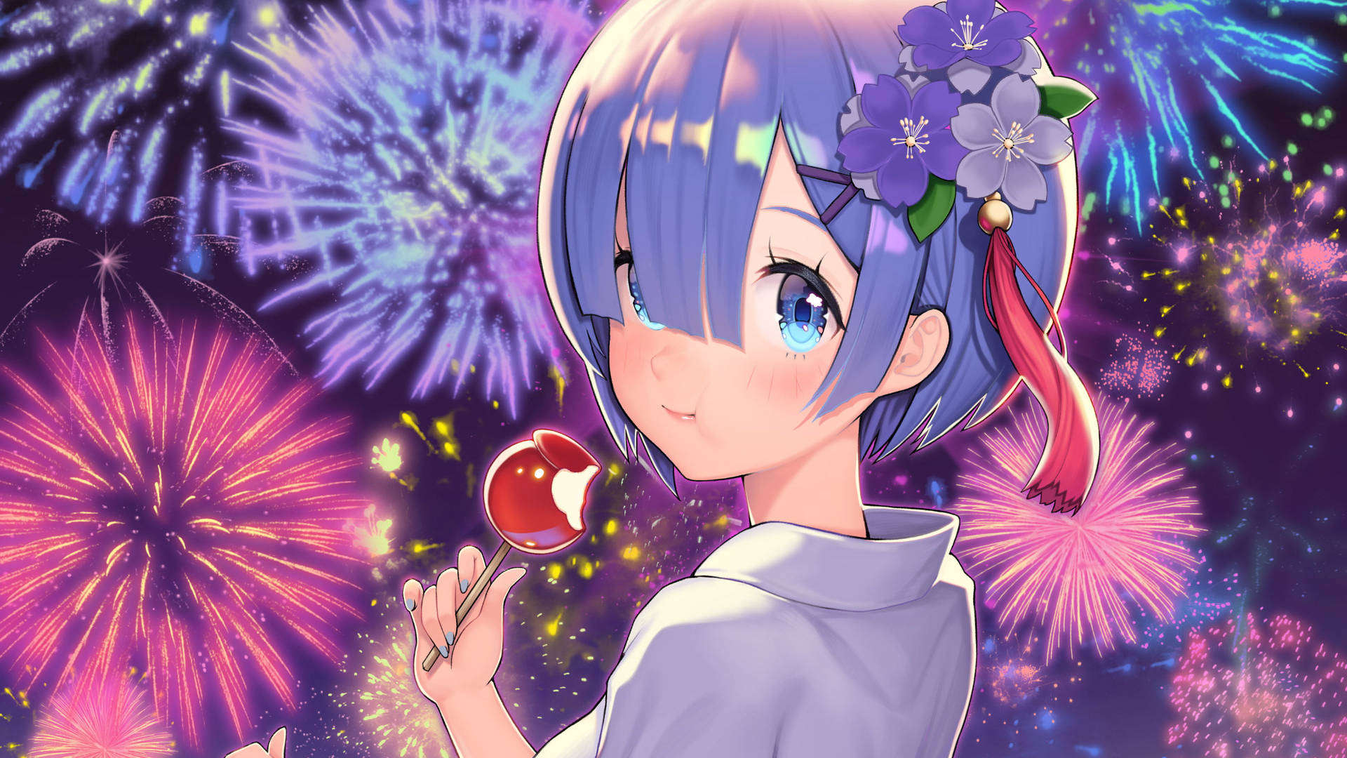 Rem In Fireworks Background