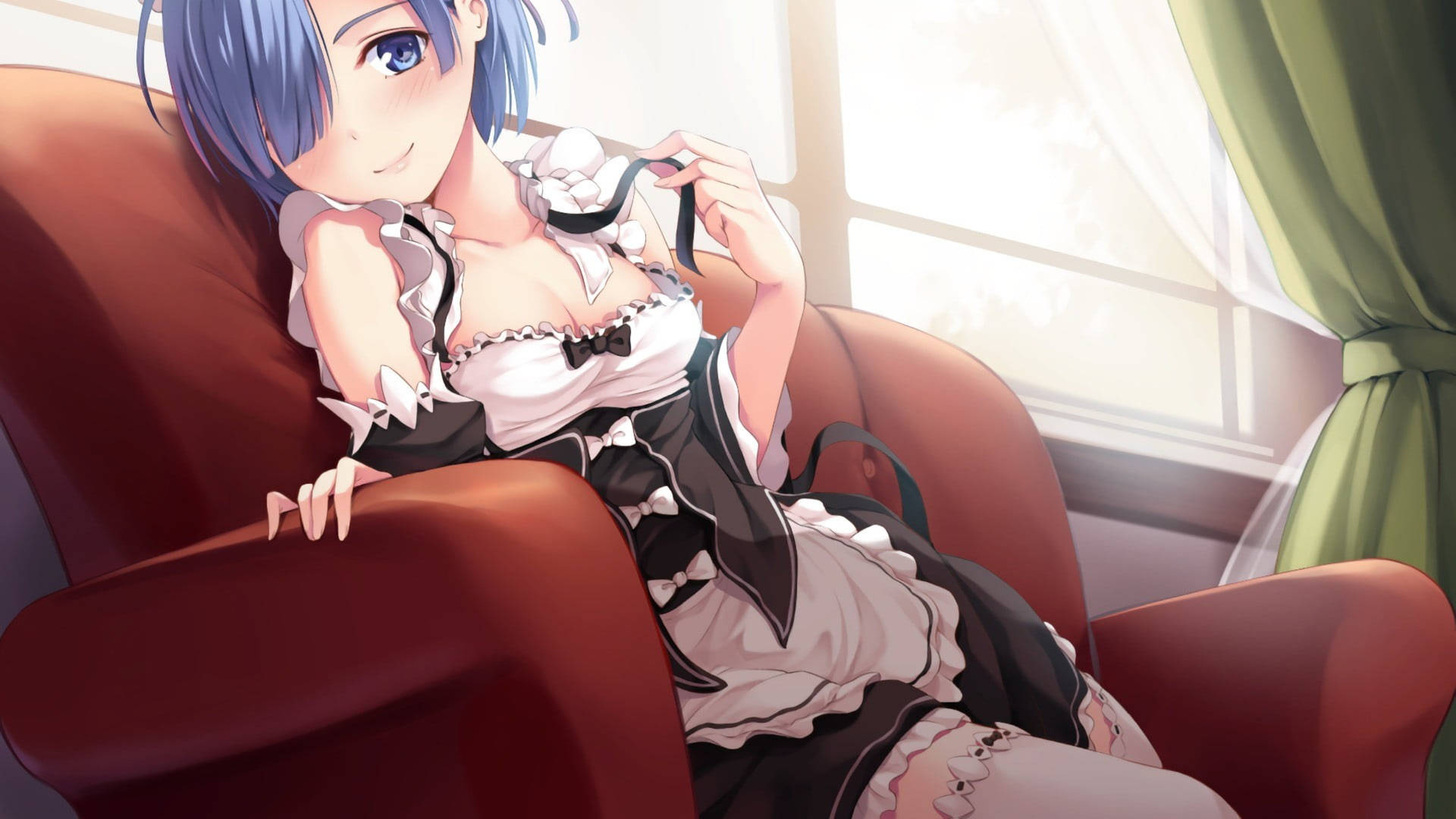 Rem Maid On Red Sofa Background